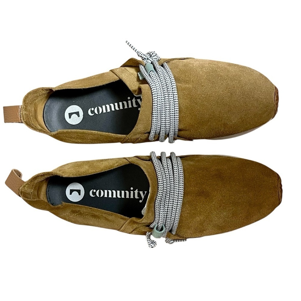 COMUNITYmade Tan Suede Leather Slip-On Comfort Artisan Sneakers Slipper Size 9.5 - Picture 4 of 15